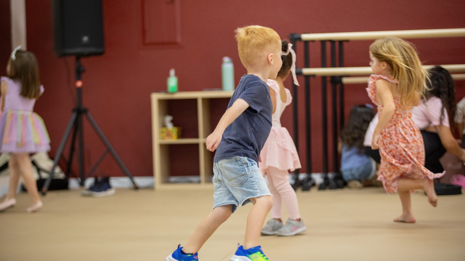 Kids running and playing in the B3 Dance studio